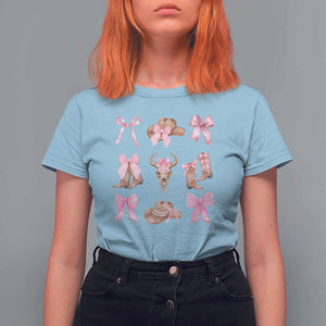 Cowgirl Coquette T Shirt For Women Pink Bow Cowboy Hat Boots Western Country TS11 Light Blue Print Your Wear