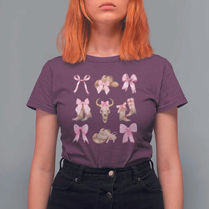 Cowgirl Coquette T Shirt For Women Pink Bow Cowboy Hat Boots Western Country TS11 Maroon Print Your Wear