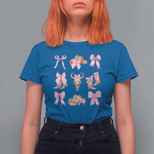 Cowgirl Coquette T Shirt For Women Pink Bow Cowboy Hat Boots Western Country TS11 Royal Blue Print Your Wear