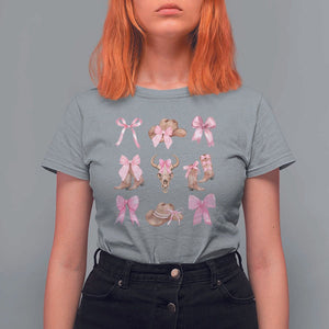 Cowgirl Coquette T Shirt For Women Pink Bow Cowboy Hat Boots Western Country TS11 Sport Gray Print Your Wear