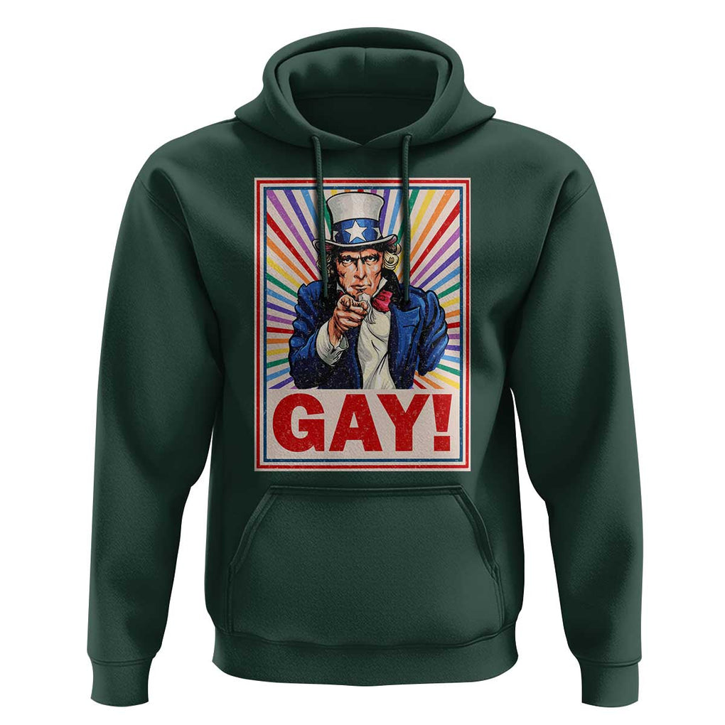 Funny LGBT Hoodie Gay Uncle Sam Ally Pride Month TS11 Dark Forest Green Print Your Wear