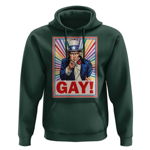 Funny LGBT Hoodie Gay Uncle Sam Ally Pride Month TS11 Dark Forest Green Print Your Wear