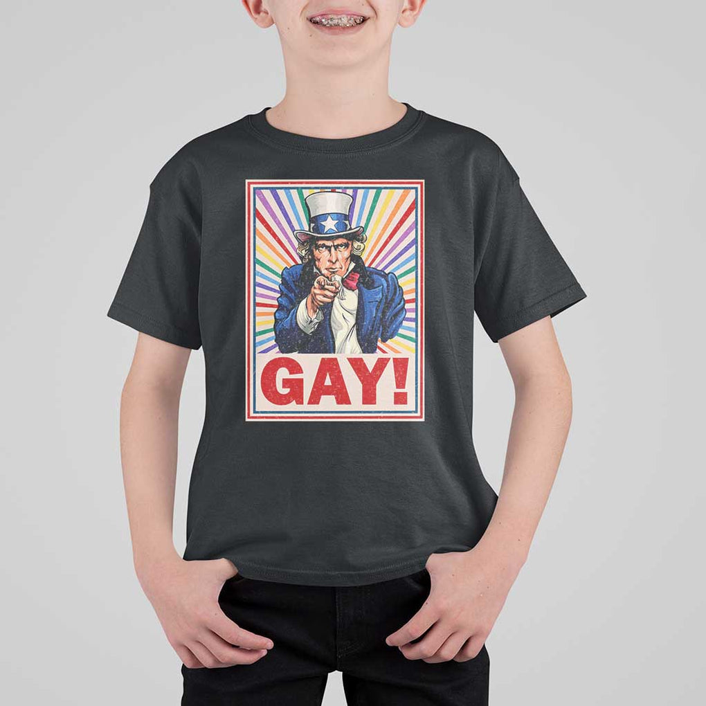 Funny LGBT T Shirt For Kid Gay Uncle Sam Ally Pride Month TS11 Black Print Your Wear