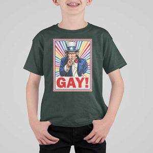 Funny LGBT T Shirt For Kid Gay Uncle Sam Ally Pride Month TS11 Dark Forest Green Print Your Wear