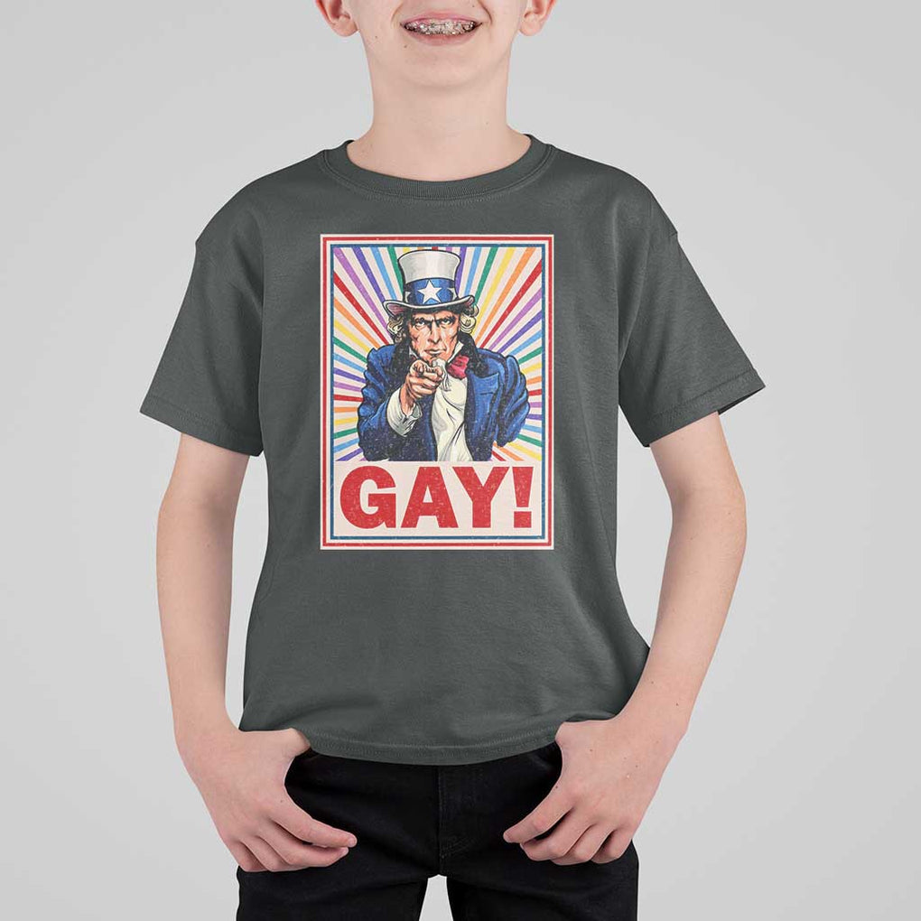 Funny LGBT T Shirt For Kid Gay Uncle Sam Ally Pride Month TS11 Dark Heather Print Your Wear
