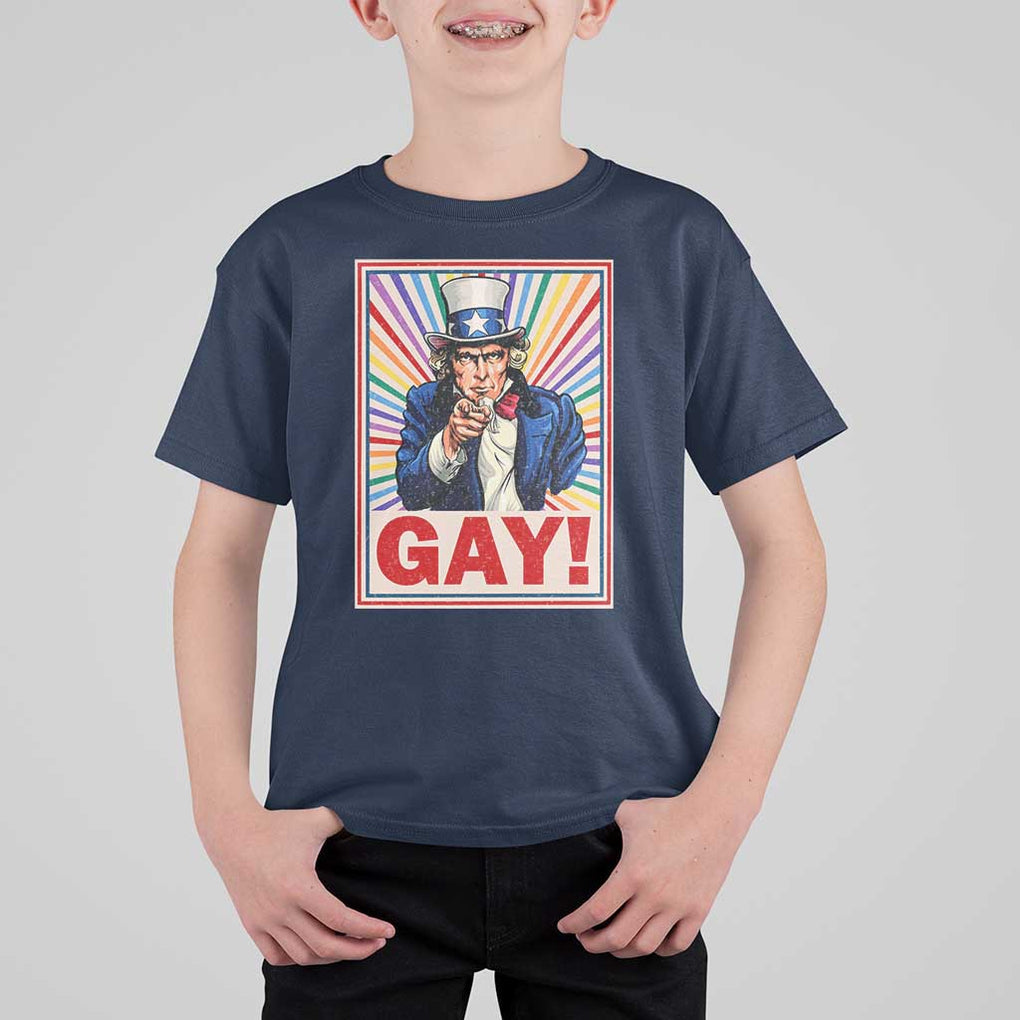 Funny LGBT T Shirt For Kid Gay Uncle Sam Ally Pride Month TS11 Navy Print Your Wear