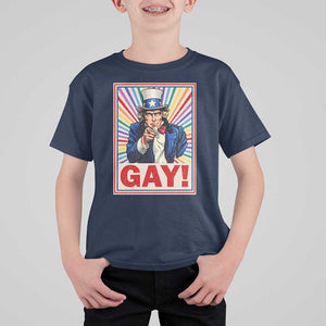 Funny LGBT T Shirt For Kid Gay Uncle Sam Ally Pride Month TS11 Navy Print Your Wear