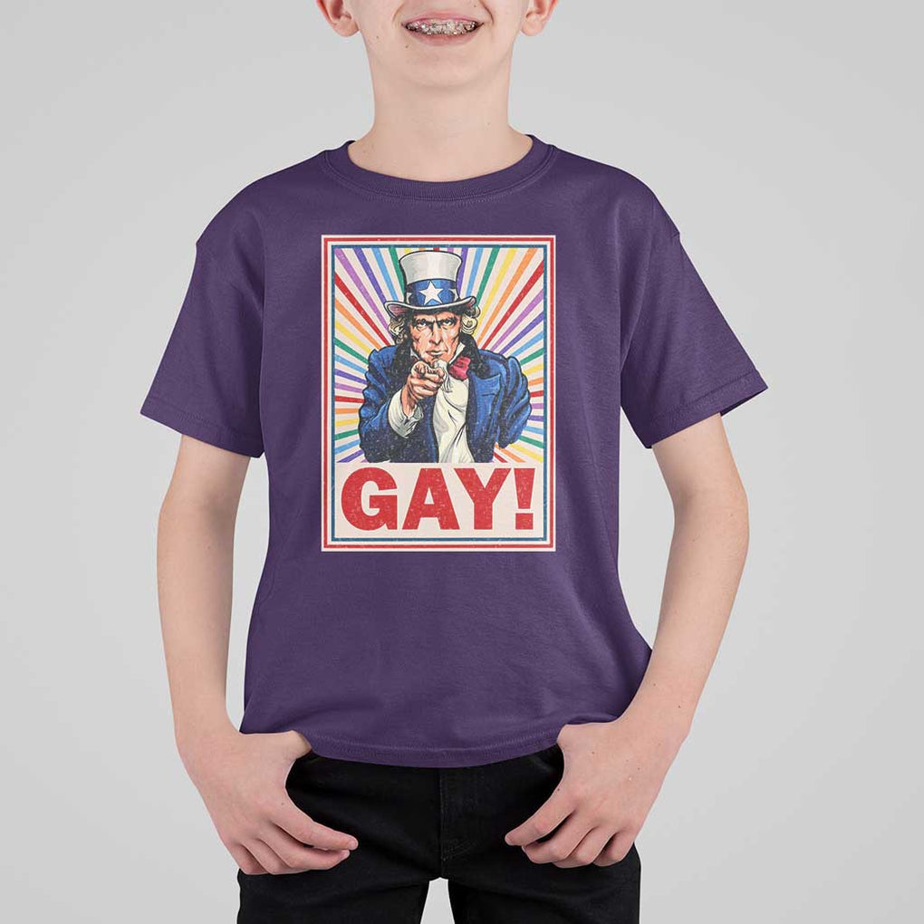 Funny LGBT T Shirt For Kid Gay Uncle Sam Ally Pride Month TS11 Purple Print Your Wear