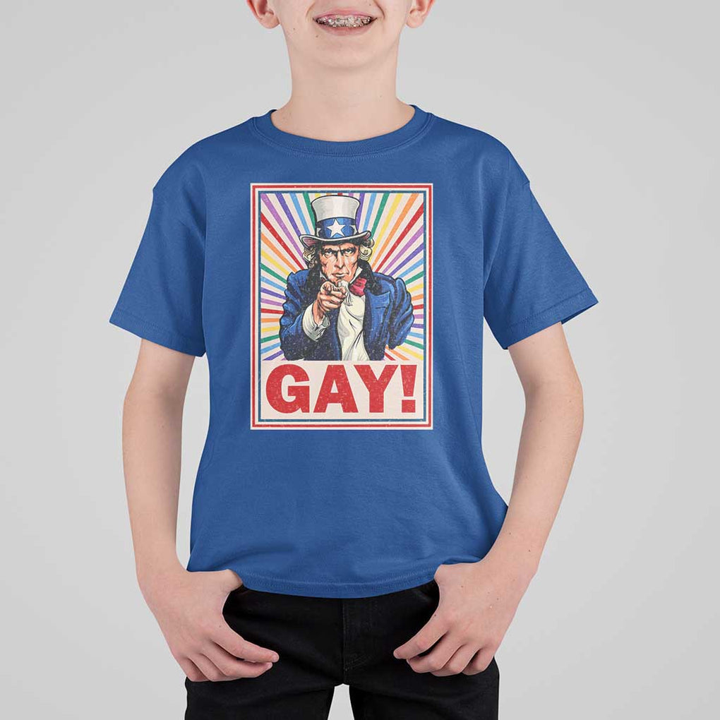 Funny LGBT T Shirt For Kid Gay Uncle Sam Ally Pride Month TS11 Royal Blue Print Your Wear