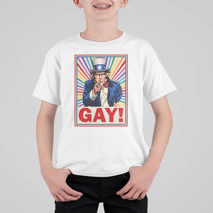 Funny LGBT T Shirt For Kid Gay Uncle Sam Ally Pride Month TS11 White Print Your Wear