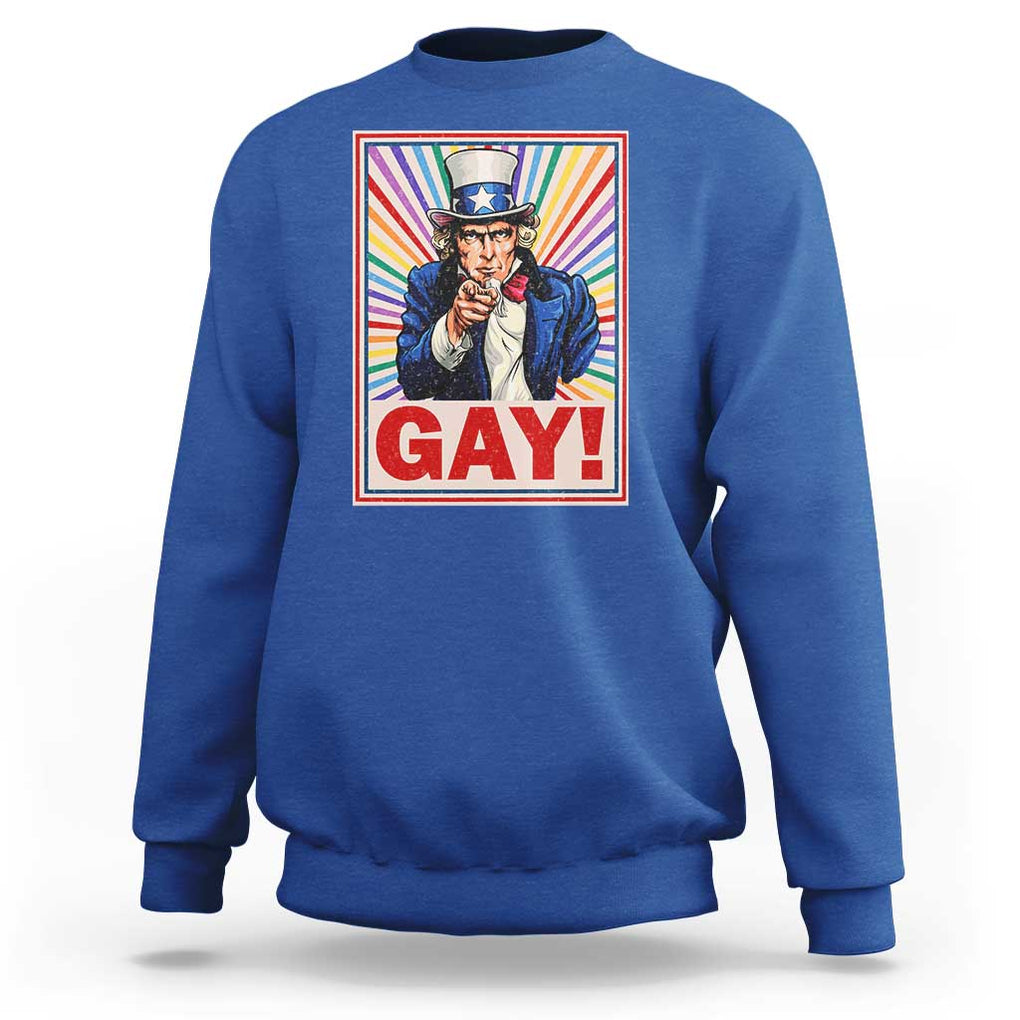 Funny LGBT Sweatshirt Gay Uncle Sam Ally Pride Month TS11 Royal Blue Print Your Wear