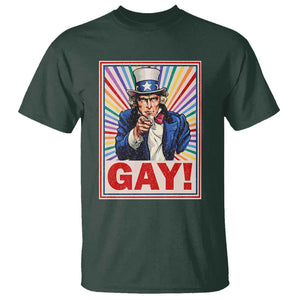 Funny LGBT T Shirt Gay Uncle Sam Ally Pride Month TS11 Dark Forest Green Print Your Wear