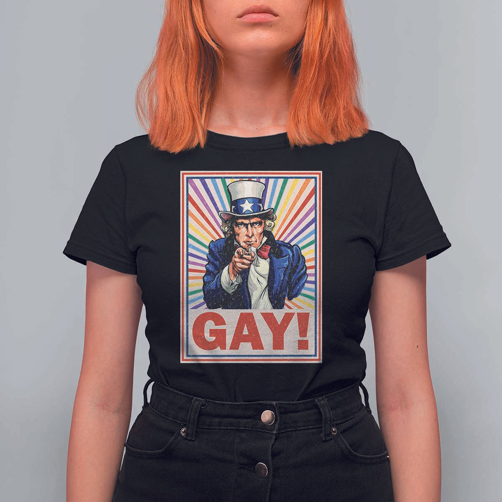 Funny LGBT T Shirt For Women Gay Uncle Sam Ally Pride Month TS11 Black Print Your Wear