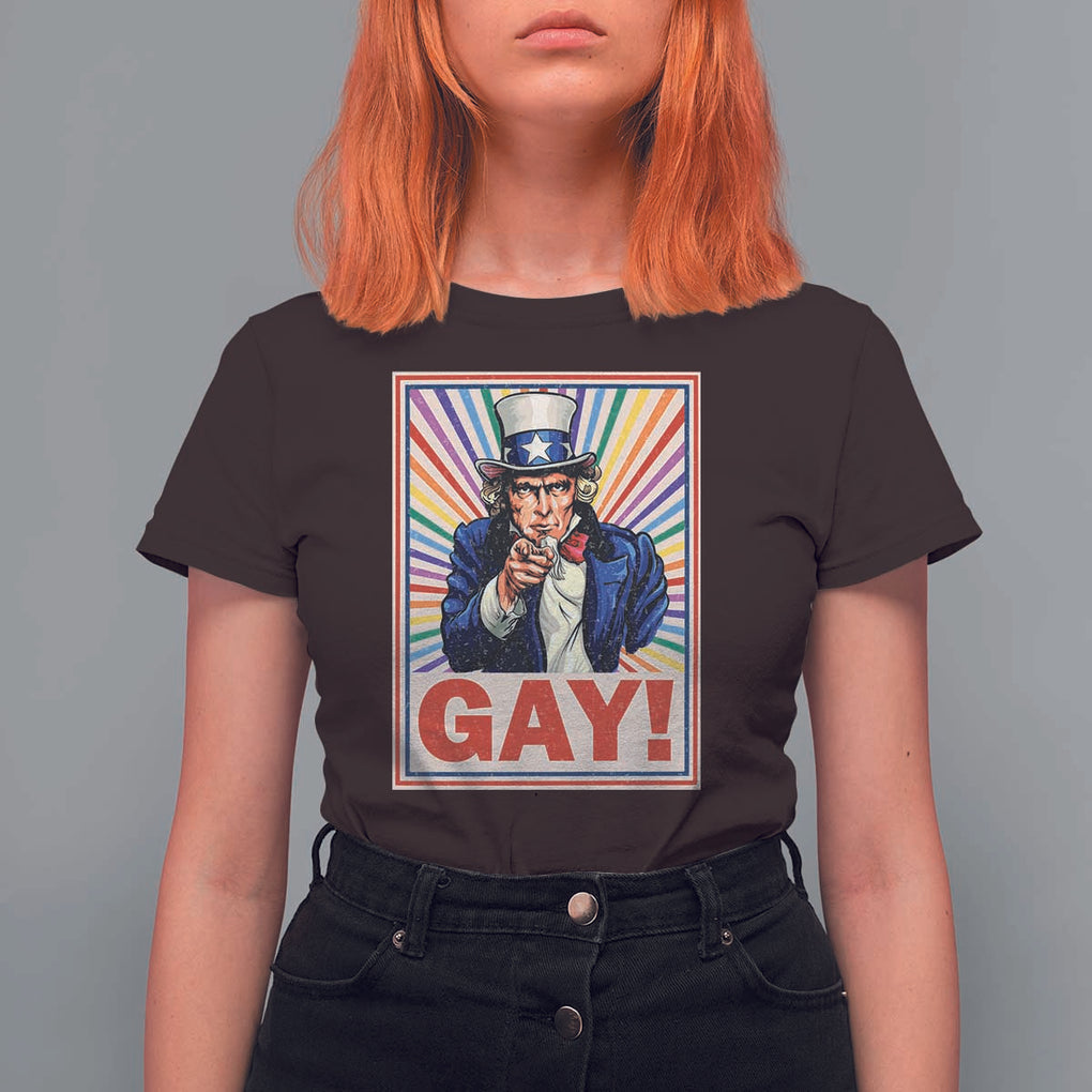 Funny LGBT T Shirt For Women Gay Uncle Sam Ally Pride Month TS11 Dark Chocolate Print Your Wear