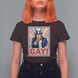 Funny LGBT T Shirt For Women Gay Uncle Sam Ally Pride Month TS11 Dark Chocolate Print Your Wear