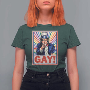 Funny LGBT T Shirt For Women Gay Uncle Sam Ally Pride Month TS11 Dark Forest Green Print Your Wear