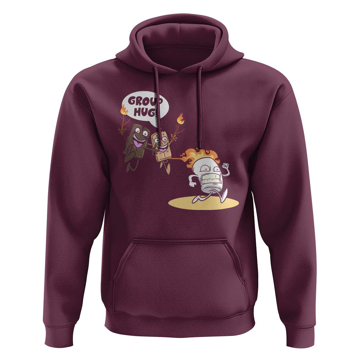 Funny Camping Hoodie Group Hug S'more Roasting Outdoor TS11 Maroon Print Your Wear