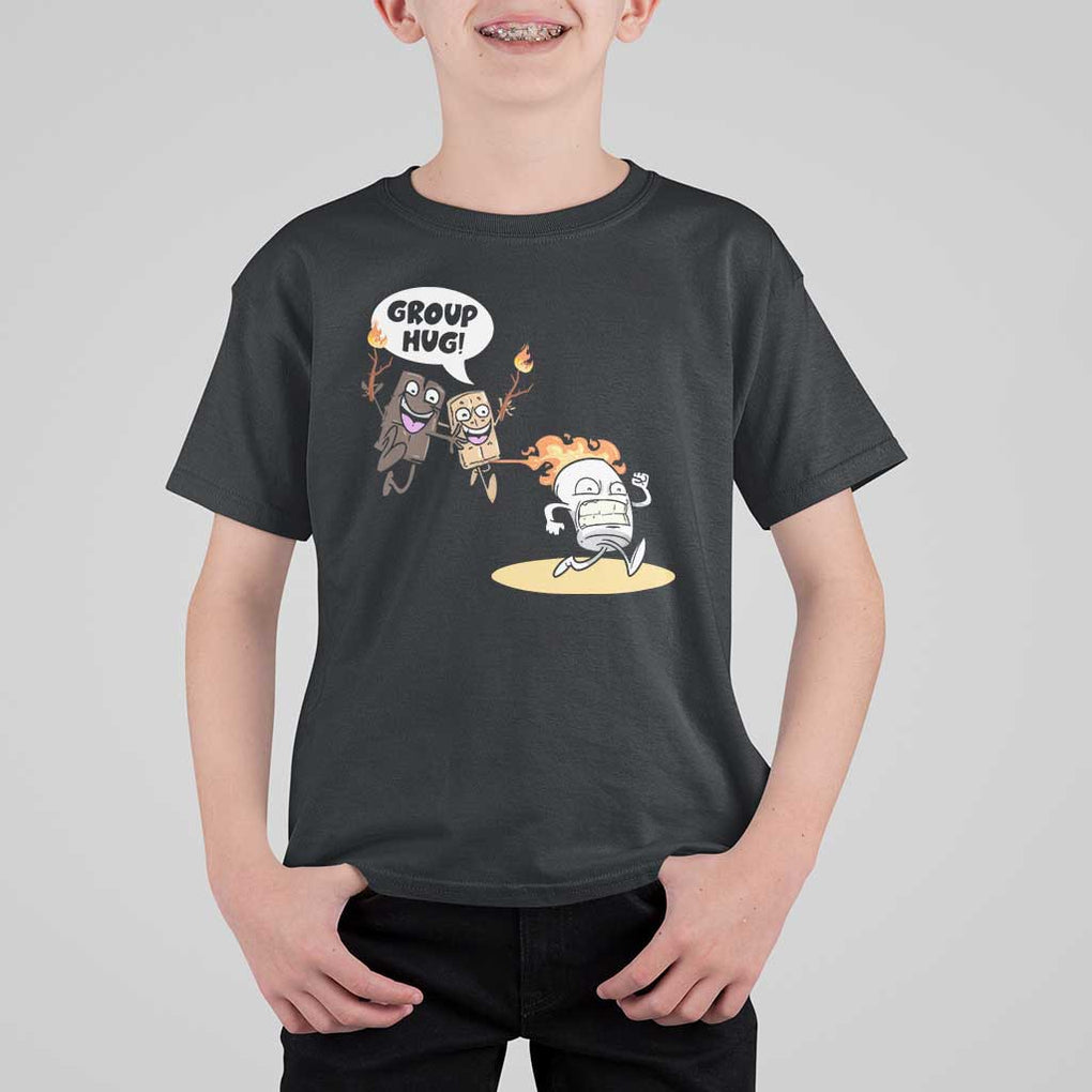 Funny Camping T Shirt For Kid Group Hug S'more Roasting Outdoor TS11 Black Print Your Wear