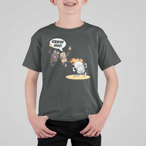 Funny Camping T Shirt For Kid Group Hug S'more Roasting Outdoor TS11 Dark Heather Print Your Wear