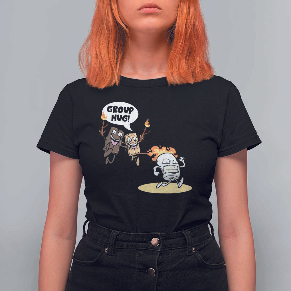 Funny Camping T Shirt For Women Group Hug S'more Roasting Outdoor TS11 Black Print Your Wear