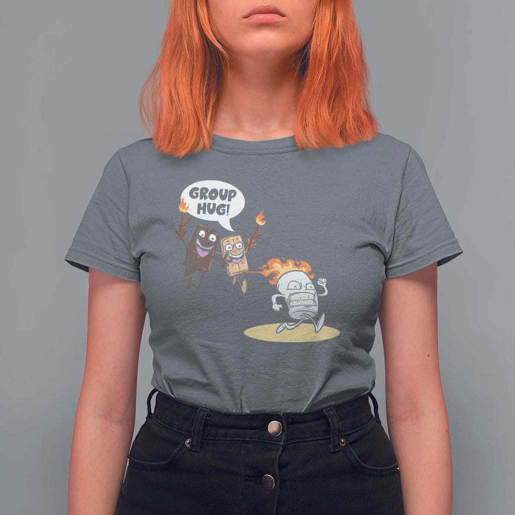 Funny Camping T Shirt For Women Group Hug S'more Roasting Outdoor TS11 Charcoal Print Your Wear