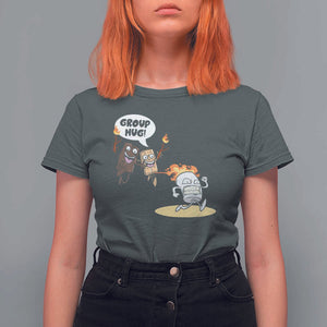 Funny Camping T Shirt For Women Group Hug S'more Roasting Outdoor TS11 Dark Heather Print Your Wear