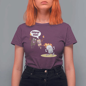 Funny Camping T Shirt For Women Group Hug S'more Roasting Outdoor TS11 Maroon Print Your Wear