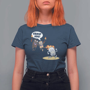 Funny Camping T Shirt For Women Group Hug S'more Roasting Outdoor TS11 Navy Print Your Wear