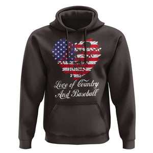 Baseball Hoodie Love Of Country And Base Ball Vintage Heart USA Flag TS11 Dark Chocolate Print Your Wear