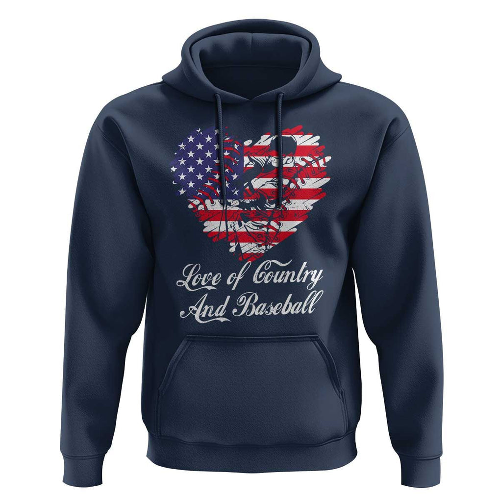 Baseball Hoodie Love Of Country And Base Ball Vintage Heart USA Flag TS11 Navy Print Your Wear