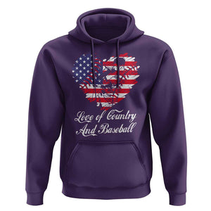 Baseball Hoodie Love Of Country And Base Ball Vintage Heart USA Flag TS11 Purple Print Your Wear