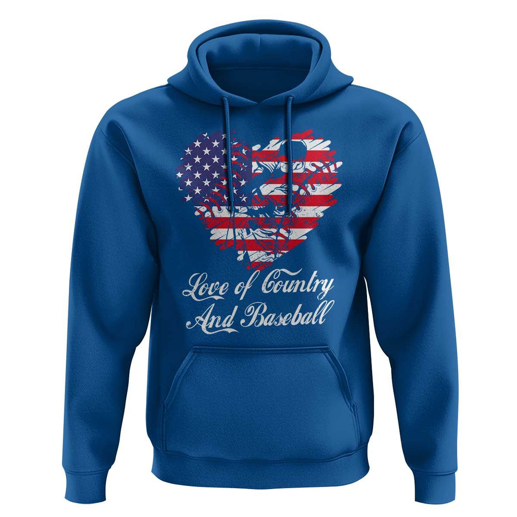 Baseball Hoodie Love Of Country And Base Ball Vintage Heart USA Flag TS11 Royal Blue Print Your Wear
