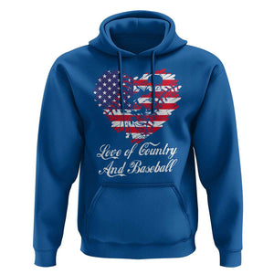 Baseball Hoodie Love Of Country And Base Ball Vintage Heart USA Flag TS11 Royal Blue Print Your Wear