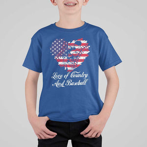 Baseball T Shirt For Kid Love Of Country And Base Ball Vintage Heart USA Flag TS11 Royal Blue Print Your Wear