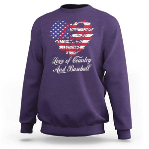 Baseball Sweatshirt Love Of Country And Base Ball Vintage Heart USA Flag TS11 Purple Print Your Wear