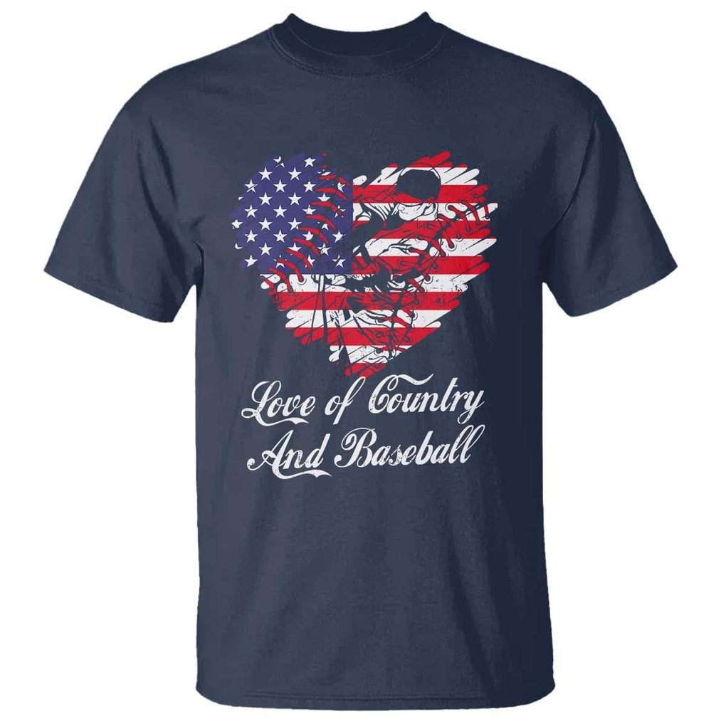 Baseball T Shirt Love Of Country And Base Ball Vintage Heart USA Flag TS11 Navy Print Your Wear