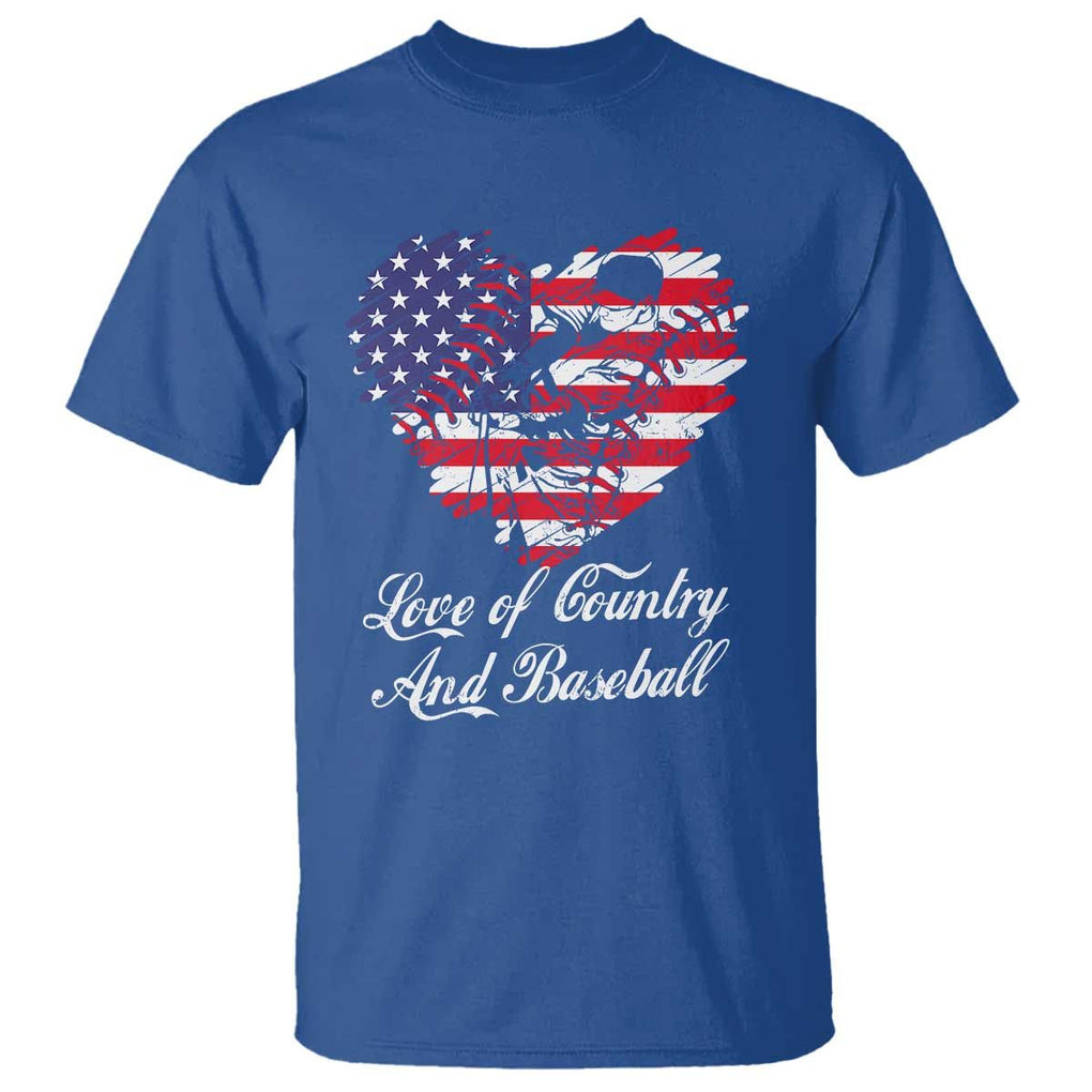 Baseball T Shirt Love Of Country And Base Ball Vintage Heart USA Flag TS11 Royal Blue Print Your Wear