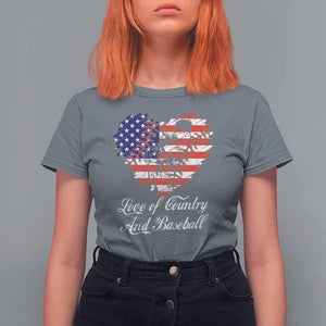 Baseball T Shirt For Women Love Of Country And Base Ball Vintage Heart USA Flag TS11 Charcoal Print Your Wear