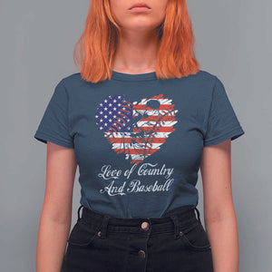 Baseball T Shirt For Women Love Of Country And Base Ball Vintage Heart USA Flag TS11 Navy Print Your Wear