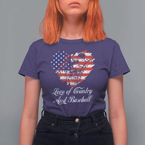 Baseball T Shirt For Women Love Of Country And Base Ball Vintage Heart USA Flag TS11 Purple Print Your Wear