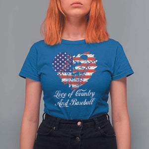 Baseball T Shirt For Women Love Of Country And Base Ball Vintage Heart USA Flag TS11 Royal Blue Print Your Wear