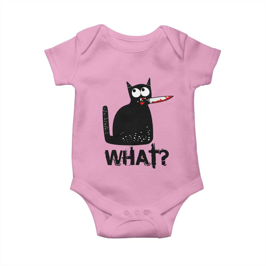 Funny Black Cat Baby Onesie What Kitten Murderous TS11 Light Pink Print Your Wear