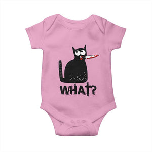 Funny Black Cat Baby Onesie What Kitten Murderous TS11 Light Pink Print Your Wear