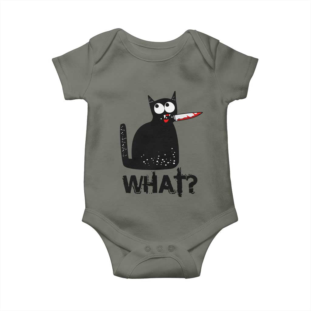 Funny Black Cat Baby Onesie What Kitten Murderous TS11 Military Green Print Your Wear