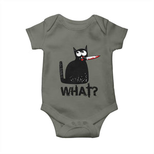 Funny Black Cat Baby Onesie What Kitten Murderous TS11 Military Green Print Your Wear