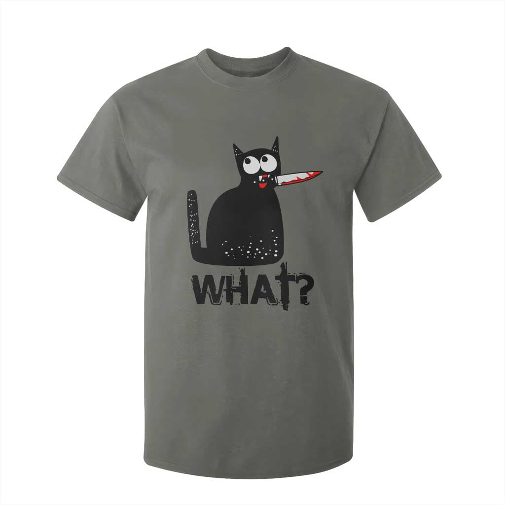 Funny Black Cat T Shirt For Kid What Kitten Murderous TS11 Military Green Print Your Wear