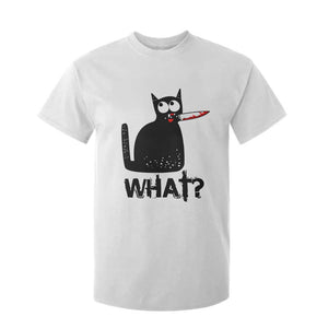 Funny Black Cat T Shirt For Kid What Kitten Murderous TS11 White Print Your Wear
