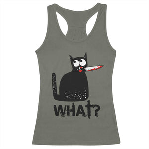 Funny Black Cat Racerback Tank Top What Kitten Murderous TS11 Military Green Print Your Wear