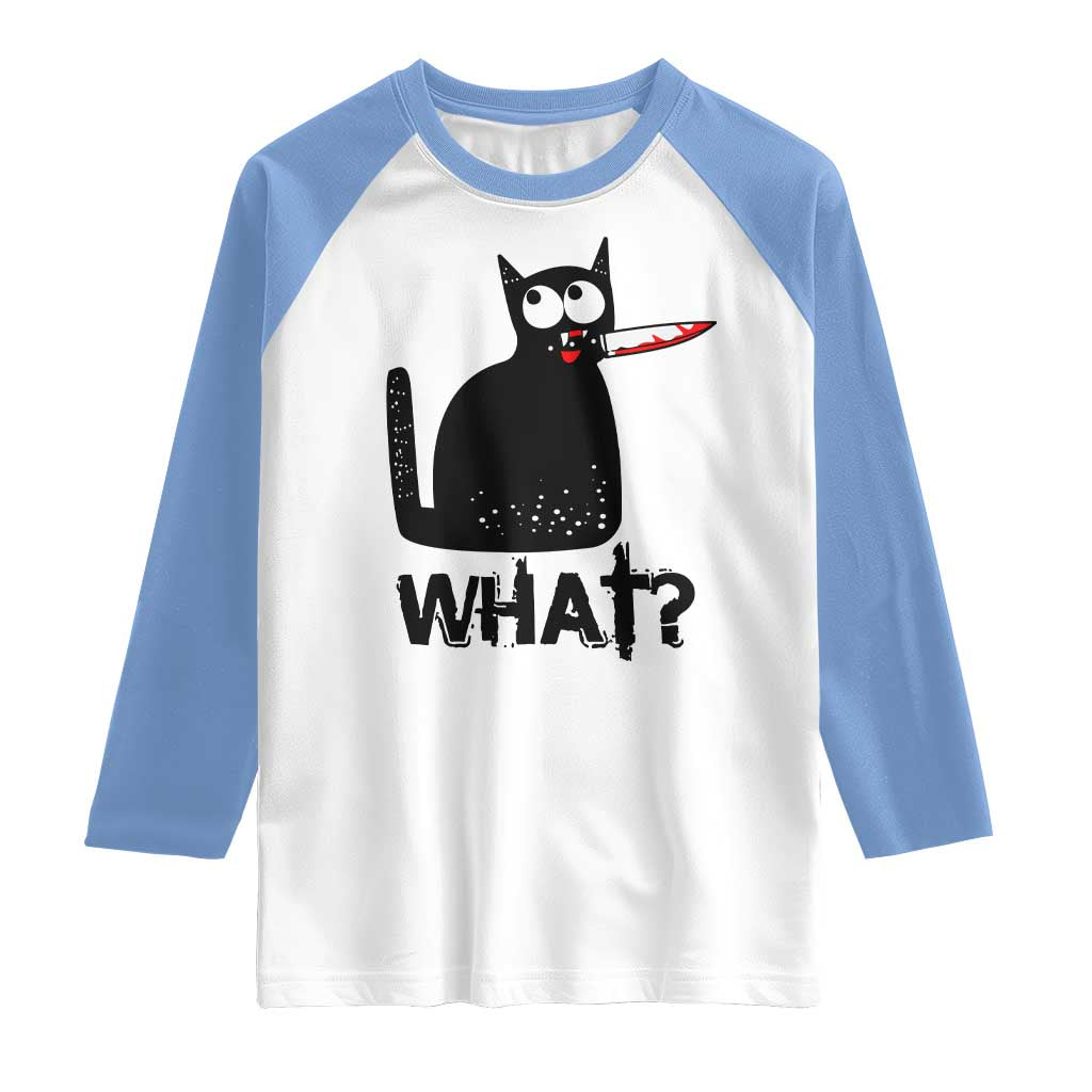 Funny Black Cat Raglan Shirt What Kitten Murderous TS11 White Carolina Blue Print Your Wear