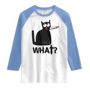 Funny Black Cat Raglan Shirt What Kitten Murderous TS11 White Carolina Blue Print Your Wear